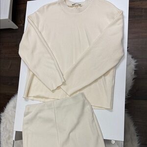 Zara Cream Set sweater  and Knit Skirt As is condition